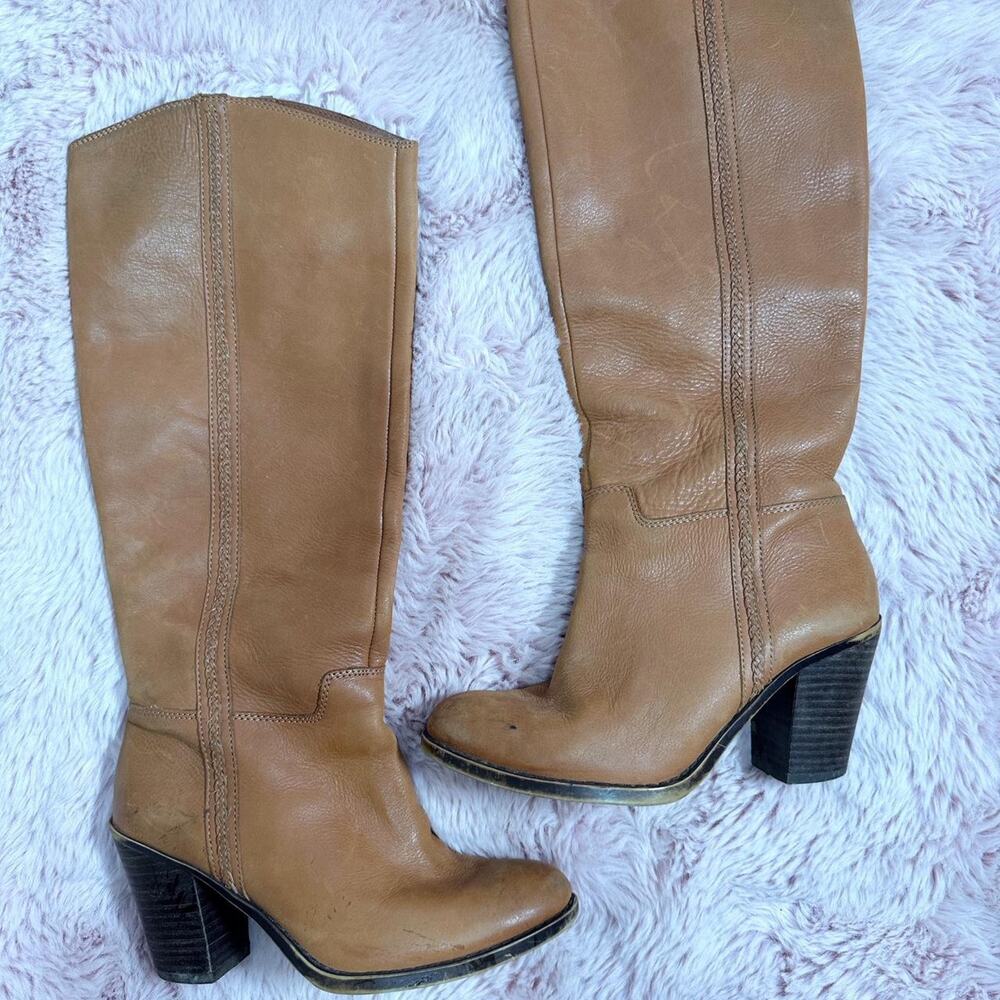 Y2k tan genuine leather boots Size 6